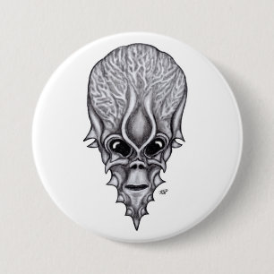 Alien Face, Afrikanische Schädelfaust Wiederaufbau Button