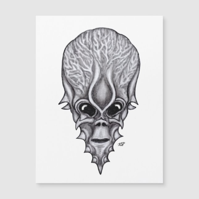 Alien Face, Afrikanische Schädelfaust Wiederaufbau Magnetkarte (Vorderseite)