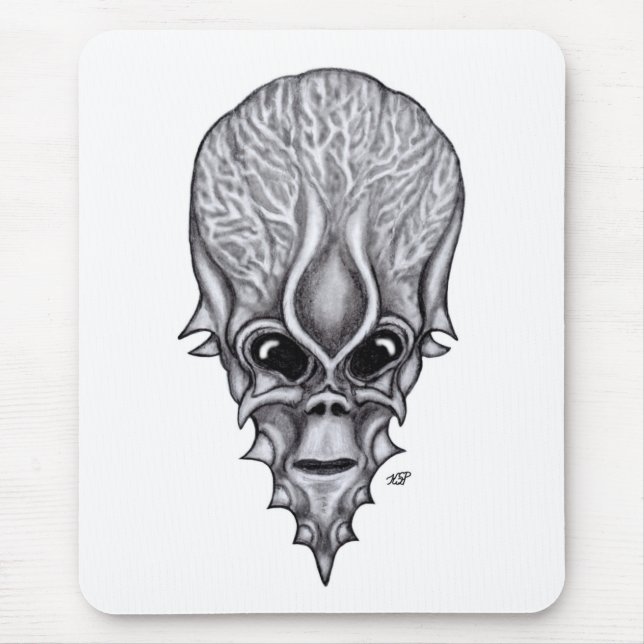 Alien Face, Afrikanische Schädelfaust Wiederaufbau Mousepad (Vorne)