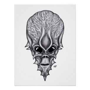 Alien Face, Afrikanische Schädelfaust Wiederaufbau Poster