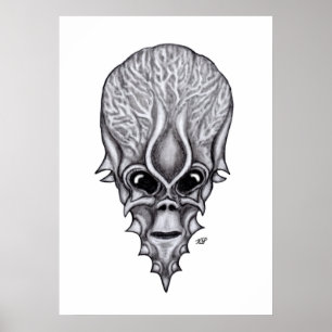 Alien Face, Afrikanische Schädelfaust Wiederaufbau Poster
