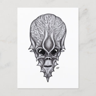 Alien Face, Afrikanische Schädelfaust Wiederaufbau Postkarte