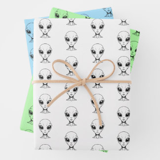 Alien Face Geschenkpapier Set