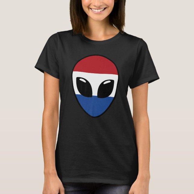 Alien Face Netherlands Holland Dutch Flag T-Shirt (Vorderseite)
