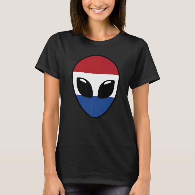 Alien Face Netherlands Holland Dutch Flag T-Shirt (Vorderseite)