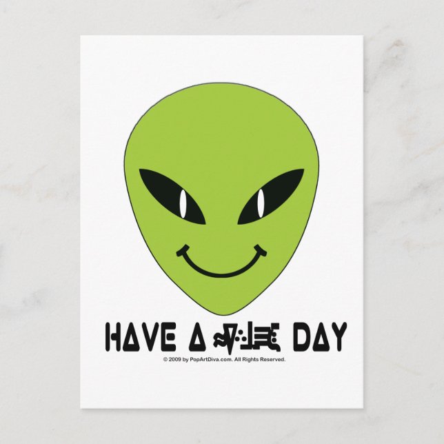 Alien Face Postkarte (Vorderseite)