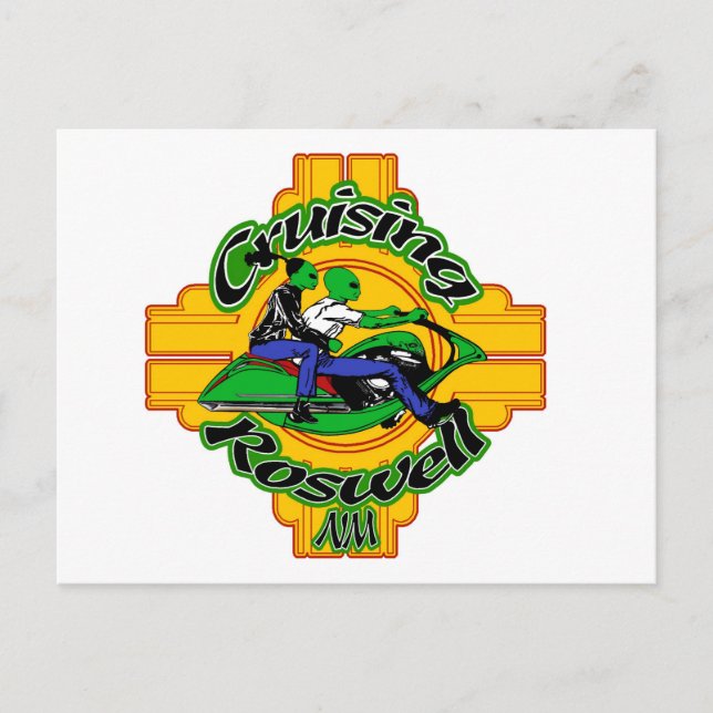 Alien Fahrrad Postkarte (Vorderseite)