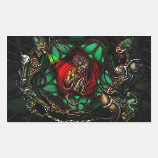 Alien Family Decal Rechteckiger Aufkleber (Vorderseite)