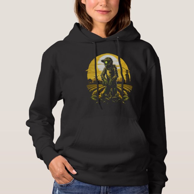 Alien Farmer UFO Extraterrestrial Farming Hoodie (Vorderseite)