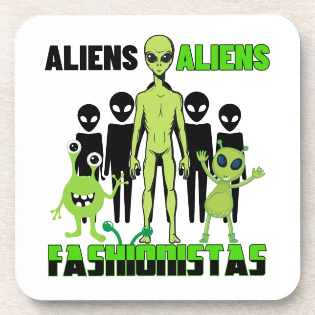 Alien fashionistas. Harte Plastikuntersetzer Getränkeuntersetzer (Vorderseite)