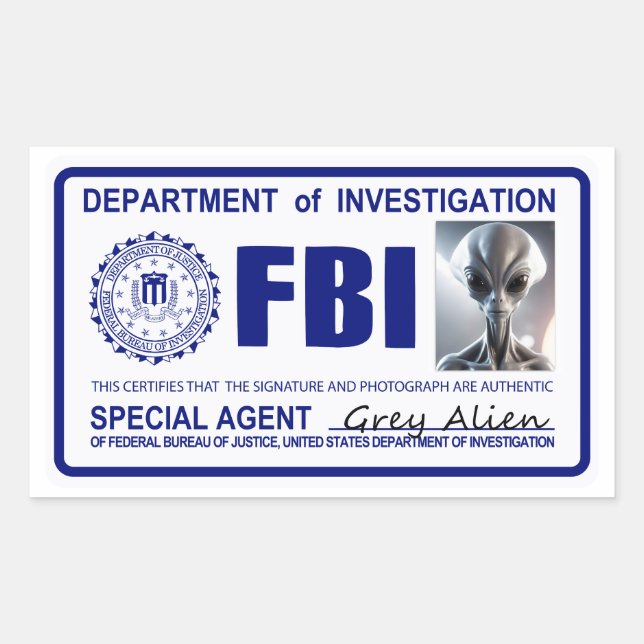 Alien FBI Credentials Rechteckiger Aufkleber (Vorderseite)
