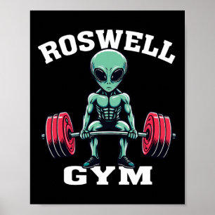 Alien Fitnessstudio Lustiges Ufo Roswell Bodybuild Poster