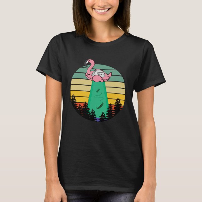 Alien Flamingo Abduction  Fun Flamingo UFO Flying  T-Shirt (Vorderseite)
