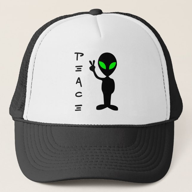 Alien Frieden Truckerkappe (Vorderseite)