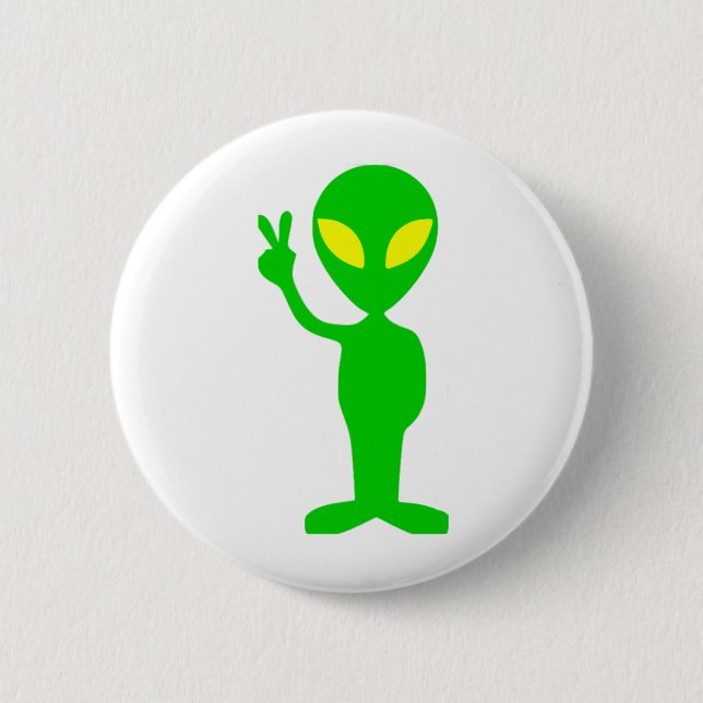 Alien-Friedenszeichen Button (Vorderseite)