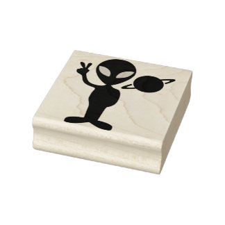 Alien Friedenszeichen Gummistempel