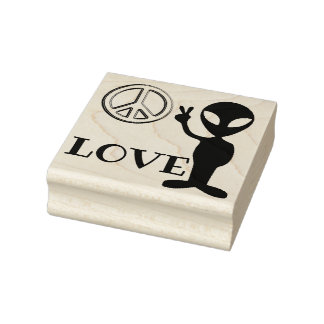 Alien - Friedenszeichen - Liebe Gummistempel