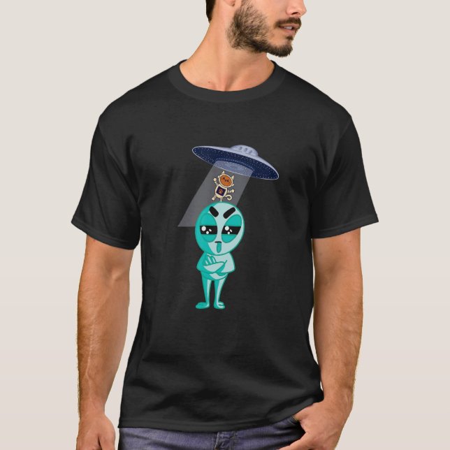 Alien Funny Cat UFO T-Shirt (Vorderseite)
