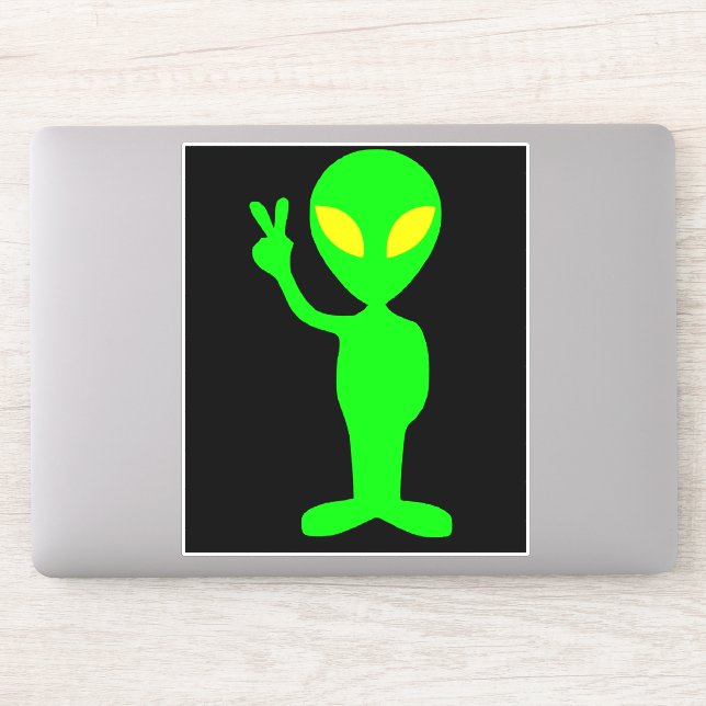 ALIEN FUNNY LITTLE GREEN MAN AUTO DECAL STICKER (Computer)