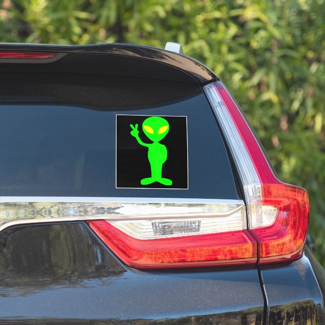 ALIEN FUNNY UFO PEACE CAR DECAL STICKER (Auto Seite)