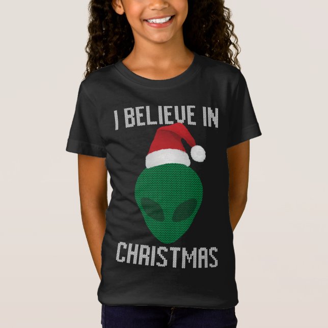 Alien Funny Ugly Christmas Sweater Party T-Shirt (Vorderseite)