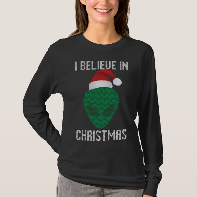 Alien Funny Ugly Christmas Sweater Party T-Shirt (Vorderseite)