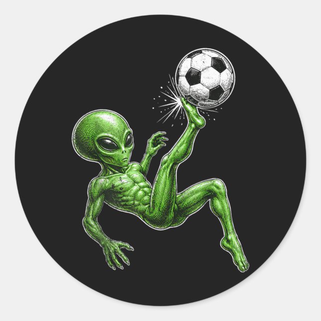 Alien Fußball Runder Aufkleber (Vorderseite)