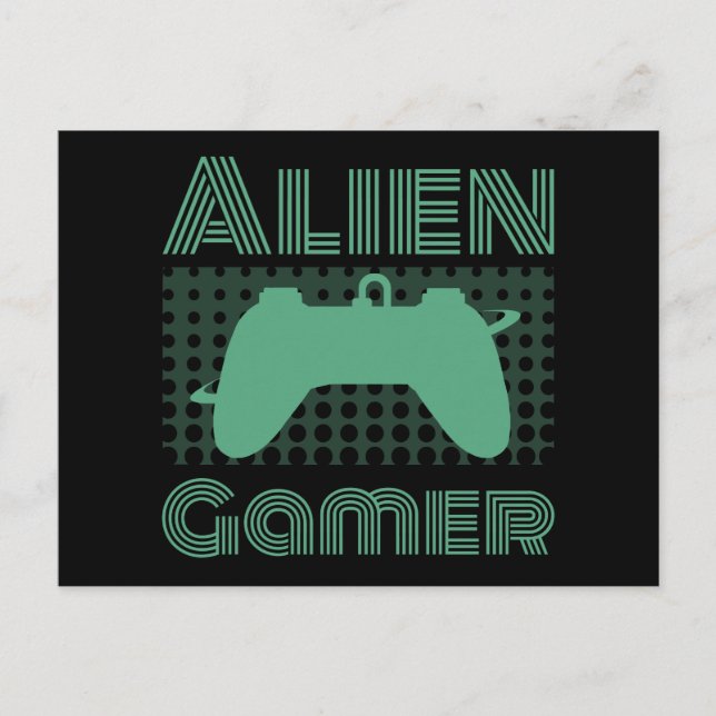 Alien Gamer Postkarte (Vorderseite)