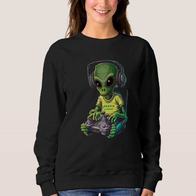 Alien Gamer Video Games Boys Kids Teens Gaming Gra Sweatshirt (Vorderseite)
