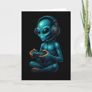 Alien Gaming mit Kopfhörern Funny Video Games Game Karte