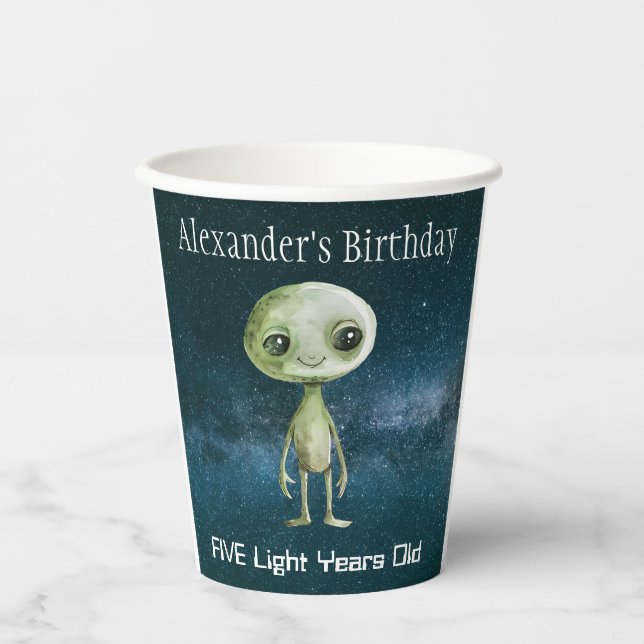 Alien-Geburtstagsfeier Pappbecher (Vorderseite)