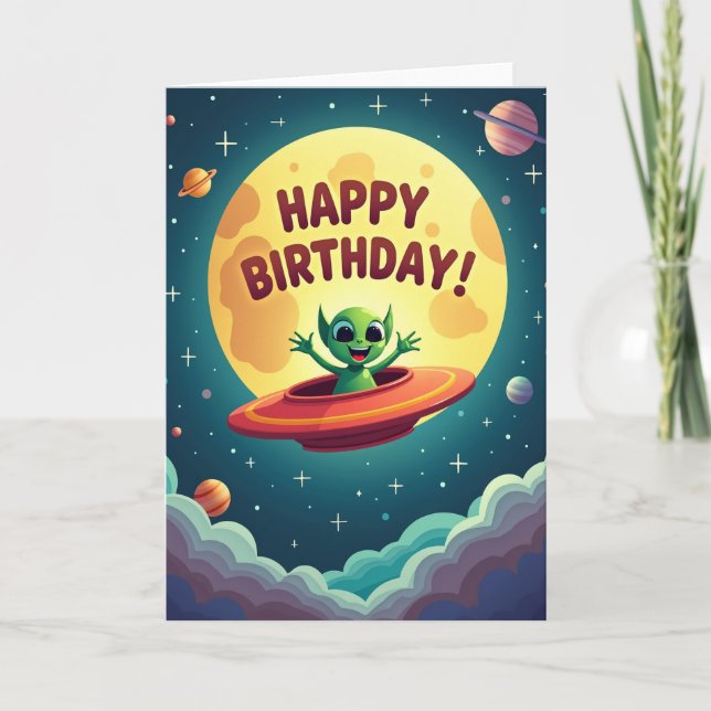 Alien-Geburtstagsgrußkarte Karte (Vorderseite)