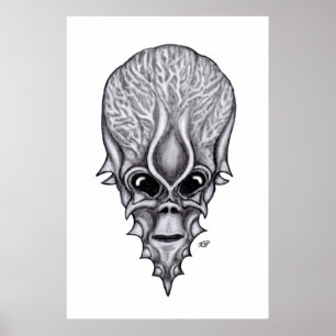 Alien-Gesicht, afrikanische Schädel-Gesichtsrekons Poster