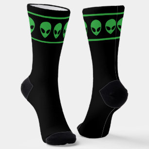 Alien Gesichter Grün und Schwarz Außerirdisch Socken