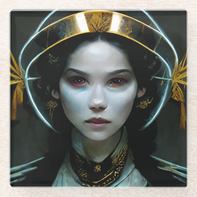 Alien Girl 2 Science Fiction Glasuntersetzer (Vorderseite)