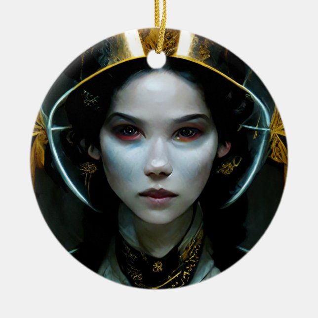 Alien Girl 2 Science Fiction Keramik Ornament (Vorne)