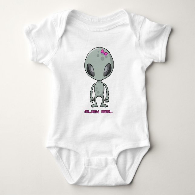 Alien Girl Gray und Pink Baby Strampler (Vorderseite)