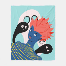 Alien Girl with Spooky Ghosts Imaginary Friends Fleecedecke