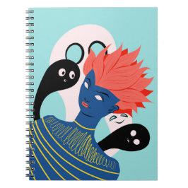 Alien Girl with Spooky Ghosts Imaginary Friends Notizblock