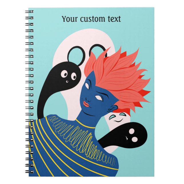 Alien Girl with Spooky Ghosts Imaginary Friends Notizblock (Vorderseite)