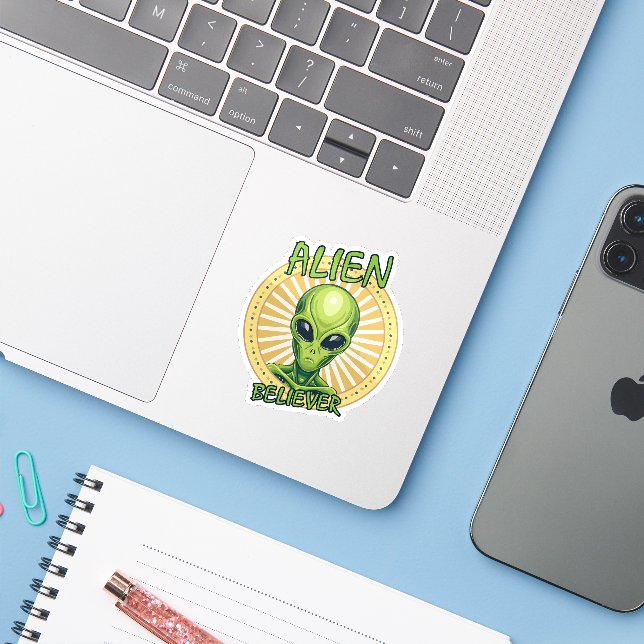 Alien Glaubt Aufkleber (Laptop mit iPhone)