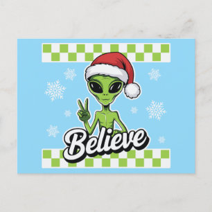 Alien glaubt feiertagspostkarte