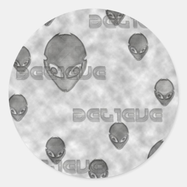 Alien glaubt runder aufkleber (Vorderseite)