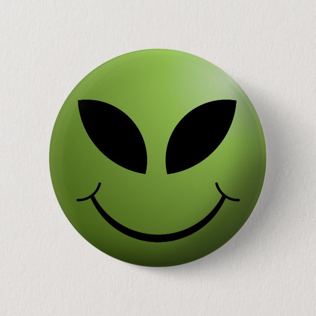 Alien-glückliches Gesicht Button (Vorderseite)