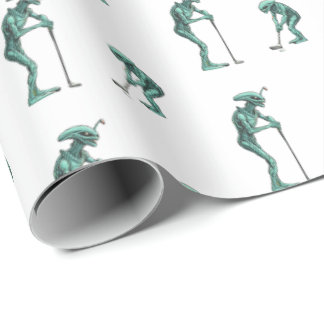 Alien Golf Wrapping Paper Geschenkpapier