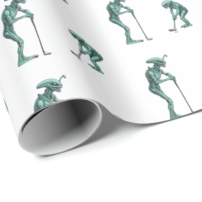 Alien Golf Wrapping Paper Geschenkpapier (Rolleneckpunkt)