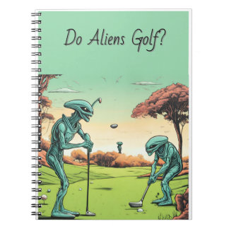 Alien Golfers - Notebook mit bearbeitetem Text Notizblock