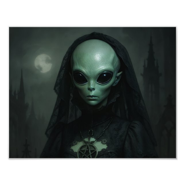Alien Gotische Priesterin des Mondes Fotodruck (Vorne)