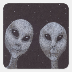 Alien Graue Quadratischer Aufkleber