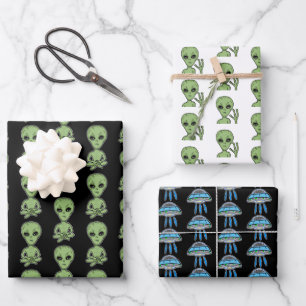 Alien Gray Extra Terrestrial UFOlogy  Geschenkpapier Set